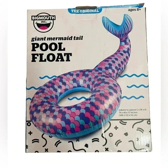 BigMouth Inc Blue Pink Giant Mermaid Tail Swimming Pool Beach Lake Float - Picture 2 of 6